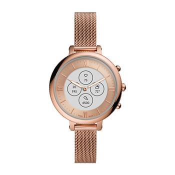Fossil Smartwatches Womens Rose Goldtone Stainless Steel Smart Watch Ftw7039