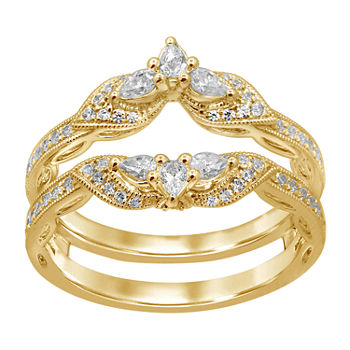 Womens 5/8 CT. T.W. Genuine White Diamond 14K Gold Ring Guard