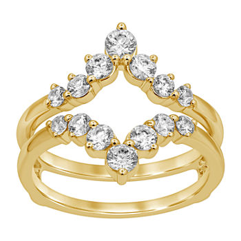 Womens 1 CT. T.W. Genuine White Diamond 14K Gold Ring Guard