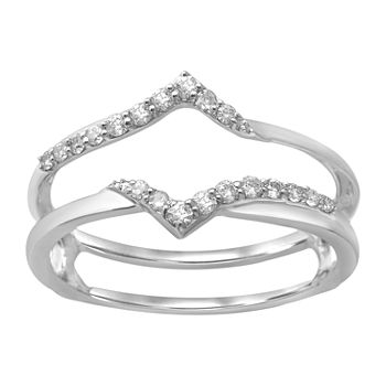 Womens 1/5 CT. T.W. Genuine White Diamond 14K White Gold Ring Guard