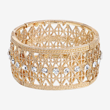 1928 Gold-Tone Crystal Stretch Bracelet