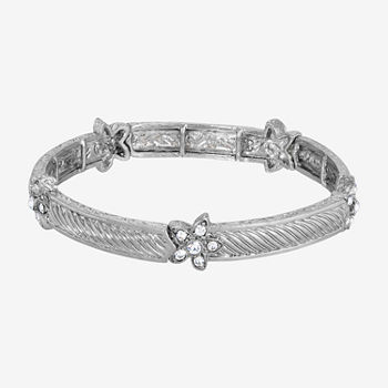 1928 Silver-Tone Crystal Star Stretch Bracelet