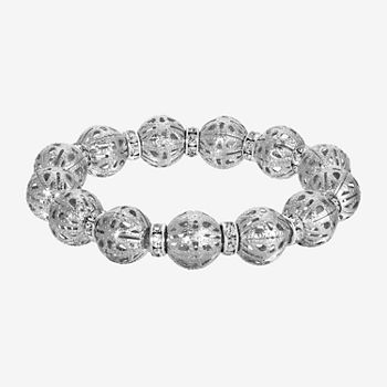 1928 Silver-Tone Crystal Stretch Bracelet