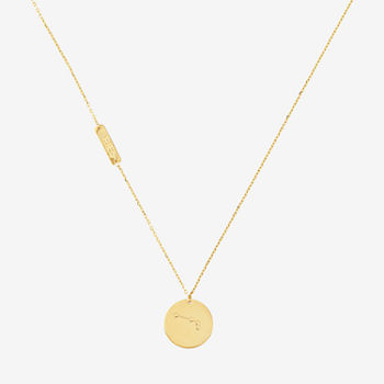 Aries Womens 10K Gold Round Pendant Necklace