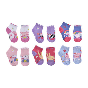 Toddler Girls 6 Pair Peppa Pig Quarter Socks