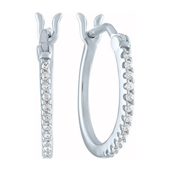 1/10 CT. T.W. Genuine White Diamond 10K White Gold 14mm Hoop Earrings