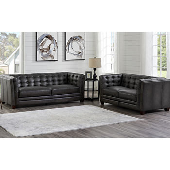 Bangor Leather Upholstery Collection Sofa + Loveseat Set
