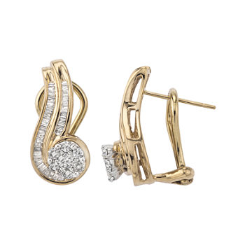 3/4 CT. T.W. Genuine Diamond 10K Gold Swirl Earrings