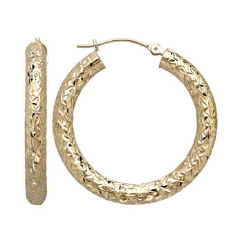 14K Yellow Gold Crystal-Cut Hoop Earrings