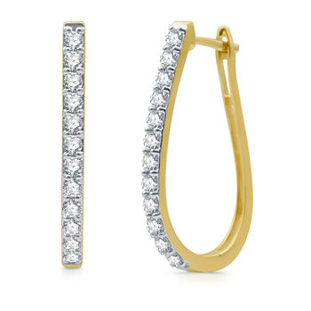1 CT. T.W. Genuine White Diamond 10K Gold 26.8mm Hoop Earrings