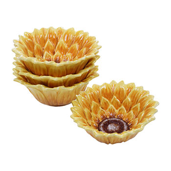 Certified International Sunset Sunflower 4-pc. Dishwasher Safe Earthenware Ice Cream Bowl