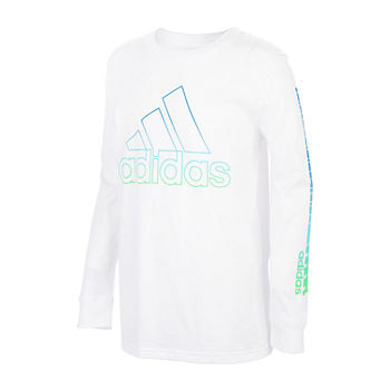 adidas Big Boys Crew Neck Long Sleeve Graphic T-Shirt