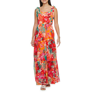 Maia Sleeveless Tropical Print Maxi Dress
