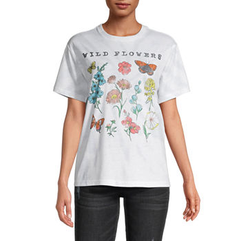 Wild Flowers Juniors Womens Tie-Dye Boyfriend Graphic T-Shirt