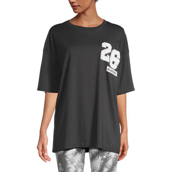 Arizona Lounge Juniors Womens Crew Neck Elbow Sleeve Graphic T-Shirt
