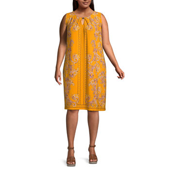Liz Claiborne Plus Womens Sleeveless Kaftan Tunic Dress