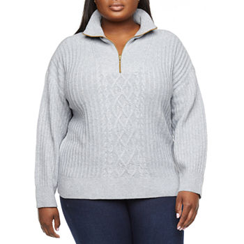 St. John's Bay Plus Womens Long Sleeve Pullover Sweater