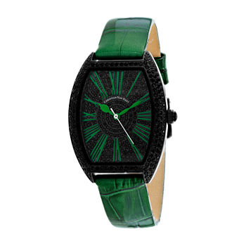 Christian Van Sant Womens Green Leather Strap Watch-Cv4846