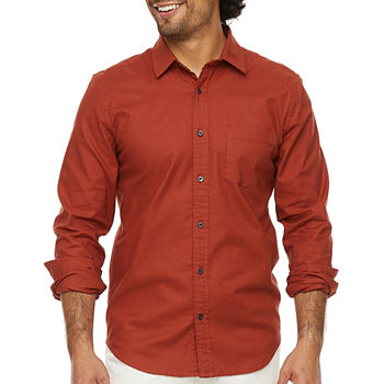 mutual weave Stretch Oxford Mens Regular Fit Long Sleeve Button-Down Shirt