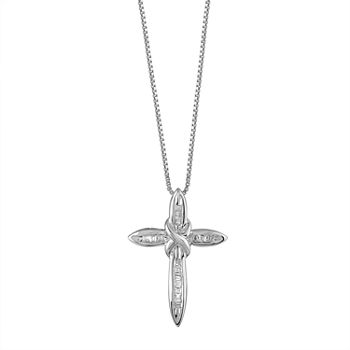 1/10Cttw Diamond Sterling Silver Cross Pendant
