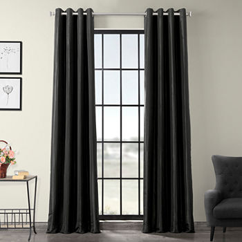 Exclusive Fabrics & Furnishing Faux Silk Taffeta Energy Saving Blackout Grommet Top Single Curtain Panel