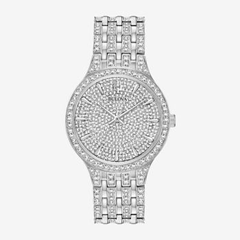 Bulova Phantom Crystal Womens Crystal Accent Silver Tone Stainless Steel Bracelet Watch 96a226