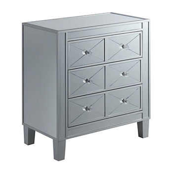 BettyB Living Room Collection 3-Drawer Mirrored End Table