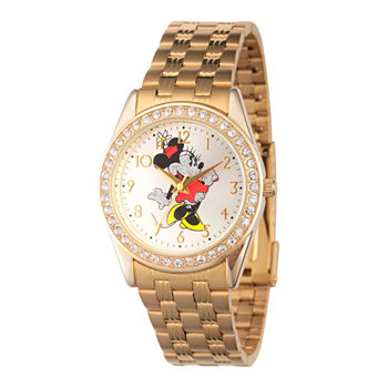 Disney Women's Gold Tone Minnie Mouse Glitz Bracelet Watch W002765