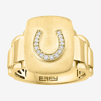 Effy  Horseshoe Mens 1/10 CT. T.W. Genuine White Diamond 14K Gold Fashion Ring