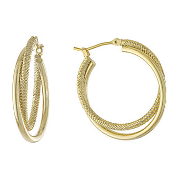 Silver Reflections Silver Reflections 24K Gold Over Brass Hoop Earrings