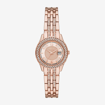 Relic By Fossil Womens Crystal Accent Rose Goldtone Bracelet Watch Zr12654
