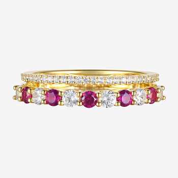 Lab Created Red Ruby 14K Gold Over Silver Band