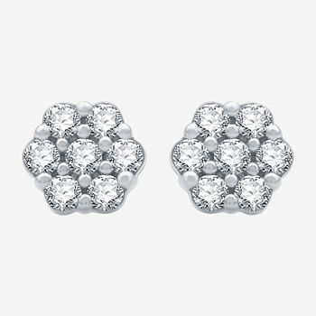 Diamond Blossom 1/2 CT. T.W. Genuine White Diamond 10K Rose Gold 7.1mm Stud Earrings