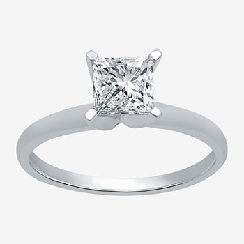 Womens 1 CT. T.W. Lab Grown White Diamond 10K White Gold Solitaire Engagement Ring