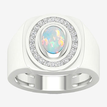 Mens Lab Created Multi Color Opal Sterling Silver Fashion Ring