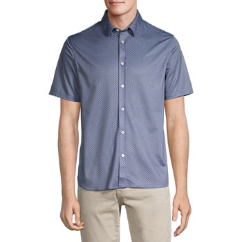 Van Heusen Mens Slim Fit Short Sleeve Abstract Button-Down Shirt