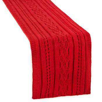 North Pole Trading Co. Holiday Red Knitted Table Runner