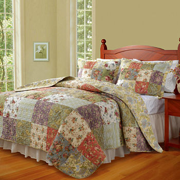 greenland home fashions blooming prairie floral quilt set