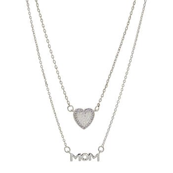 Sparkle Allure You & Me Mom 2-pc. Cubic Zirconia Pure Silver Over Brass 16 Inch Link Heart Necklace Set
