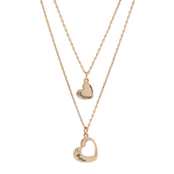 Sparkle Allure You & Me Mother & Daughter 2-pc. Cubic Zirconia 18K Rose Gold Over Brass 16 Inch Link Heart Necklace Set