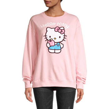 Hello Kitty Juniors Womens Long Sleeve Oversized Graphic Sweatshirt