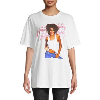 Whitney Houston Juniors Womens Oversized Graphic T-Shirt