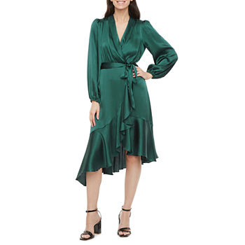 Melonie T Long Sleeve High-Low Fit + Flare Dress
