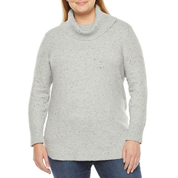 St. John's Bay Plus Womens Cowl Neck Long Sleeve Pullover Sweater