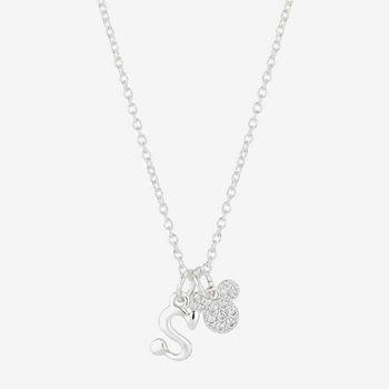 Disney Classics Initial Cubic Zirconia 18 Inch Cable Mickey Mouse Pendant Necklace