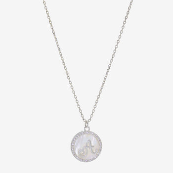 Sparkle Allure Initial Cubic Zirconia Pure Silver Over Brass 16 Inch Link Round Pendant Necklace