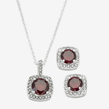 Sparkle Allure Light Up Box 2-pc. Ruby Pure Silver Over Brass Square Jewelry Set