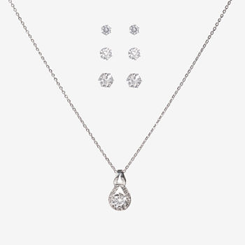 Sparkle Allure Light Up Box 4-pc. Cubic Zirconia Pure Silver Over Brass Pear Jewelry Set