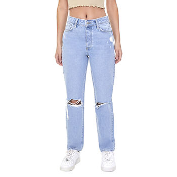 Forever 21 - Juniors Distressed High-Rise Womens High Rise Mom Jean