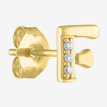 Diamond Addiction Initial "F" Diamond Accent Lab Grown White Diamond 10K Gold Single Earrings